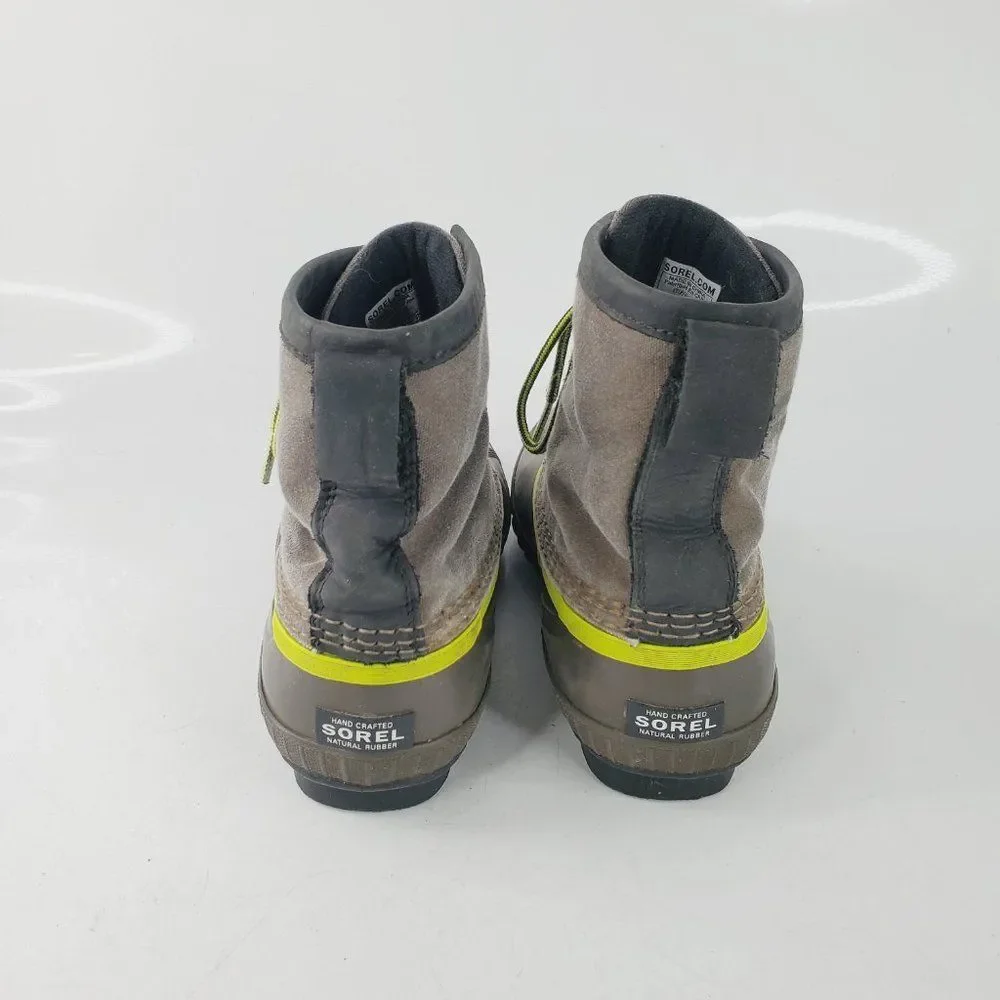 Sorel Boy's Olive Brown Cheyanne NY1902-245 Waterproof Lace Up Duck Boots Size 5